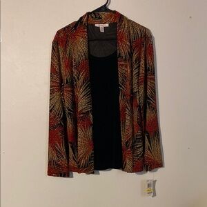 JM Collection Red and Gold Long Sleeve Tee